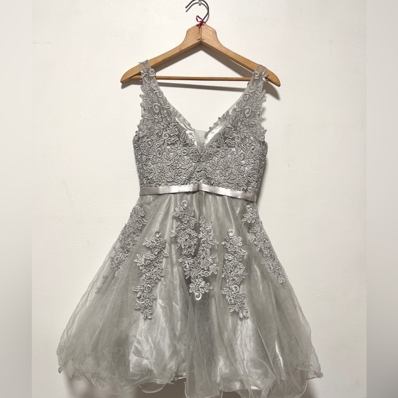 Silver Laced Formal Dress - Picture 2 of 3